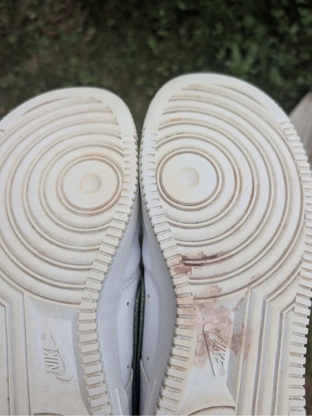 Nike Air Force 1 White Sneakers with Green Swoosh